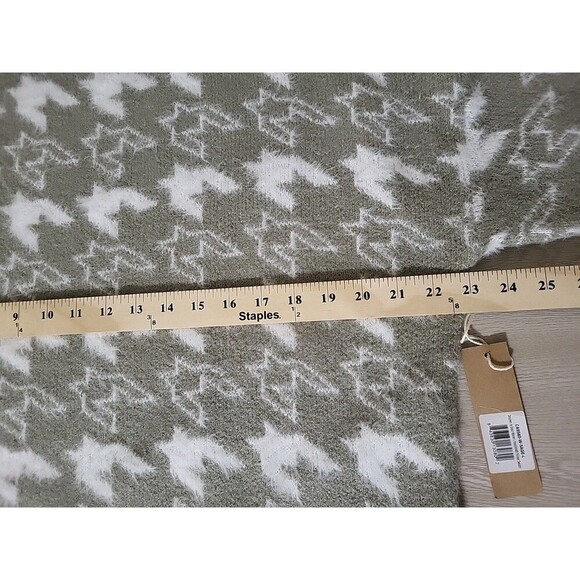 Debut Womens L New Houndstooth Pullover Sweater- Sage Green White - Picture 5 of 9